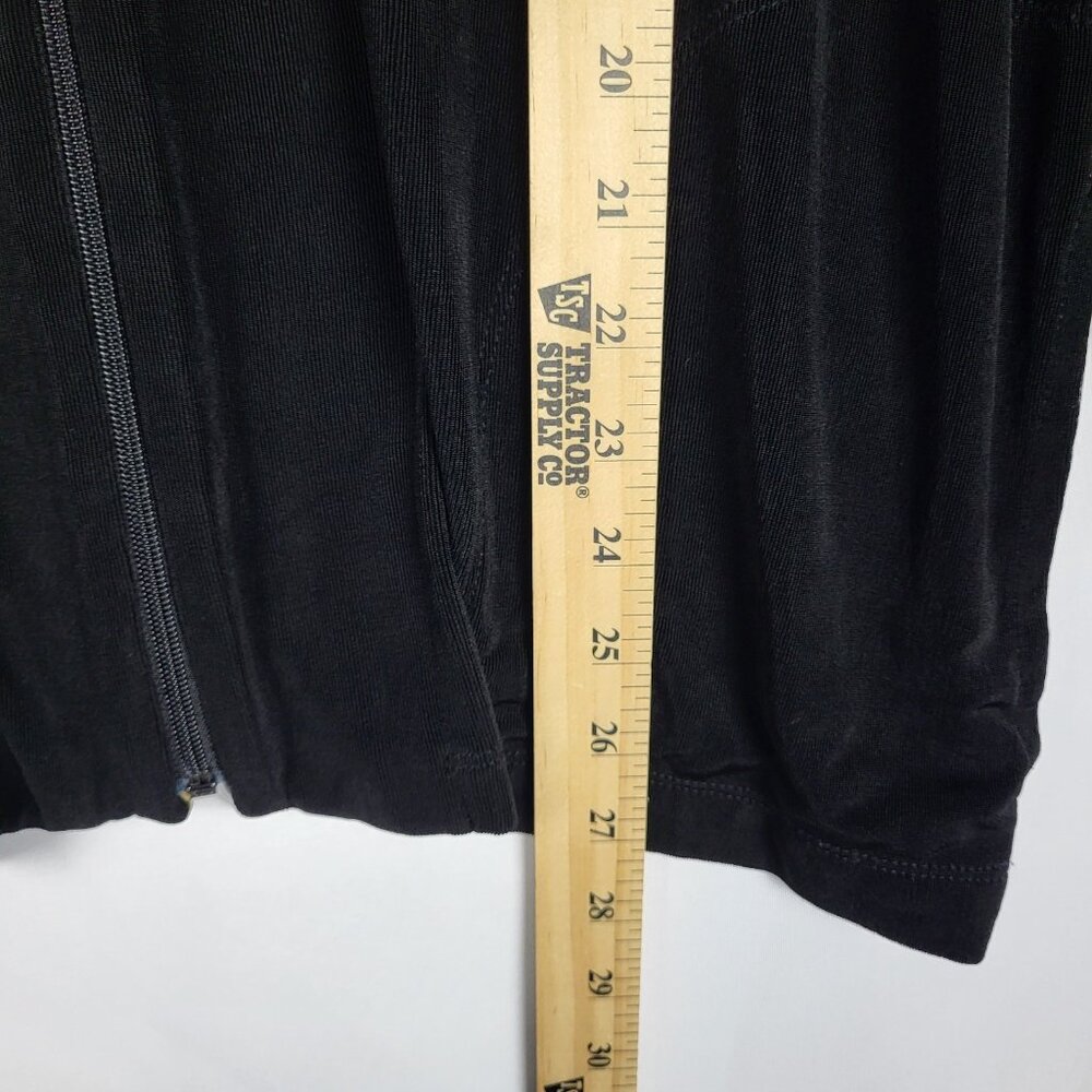 2 for $30 Chicos Liquid Knit Jacket Women's Large 2 Black Brown Trim Full Zip - Picture 6 of 10